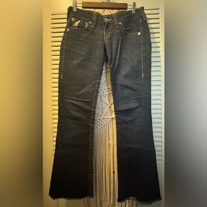 TRUE RELIGION  Dark Blue Silver Logo Pocket Denim Jeans Sz 26